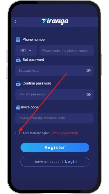 Read the platform terms carefully and tick the box